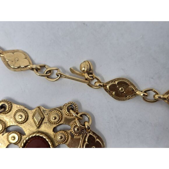 ACCESSOCRAFT NYC VINTAGE COUTURE ETRUSCAN BYZANTINE GOLD STATEMENT NECKLACE - Picture 7 of 9
